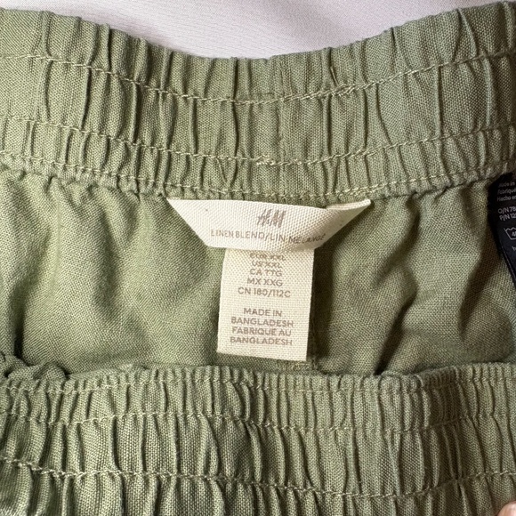 H&M Linen Blend Olive Green‎ Wide Leg Pants Size XXL - Picture 7 of 8